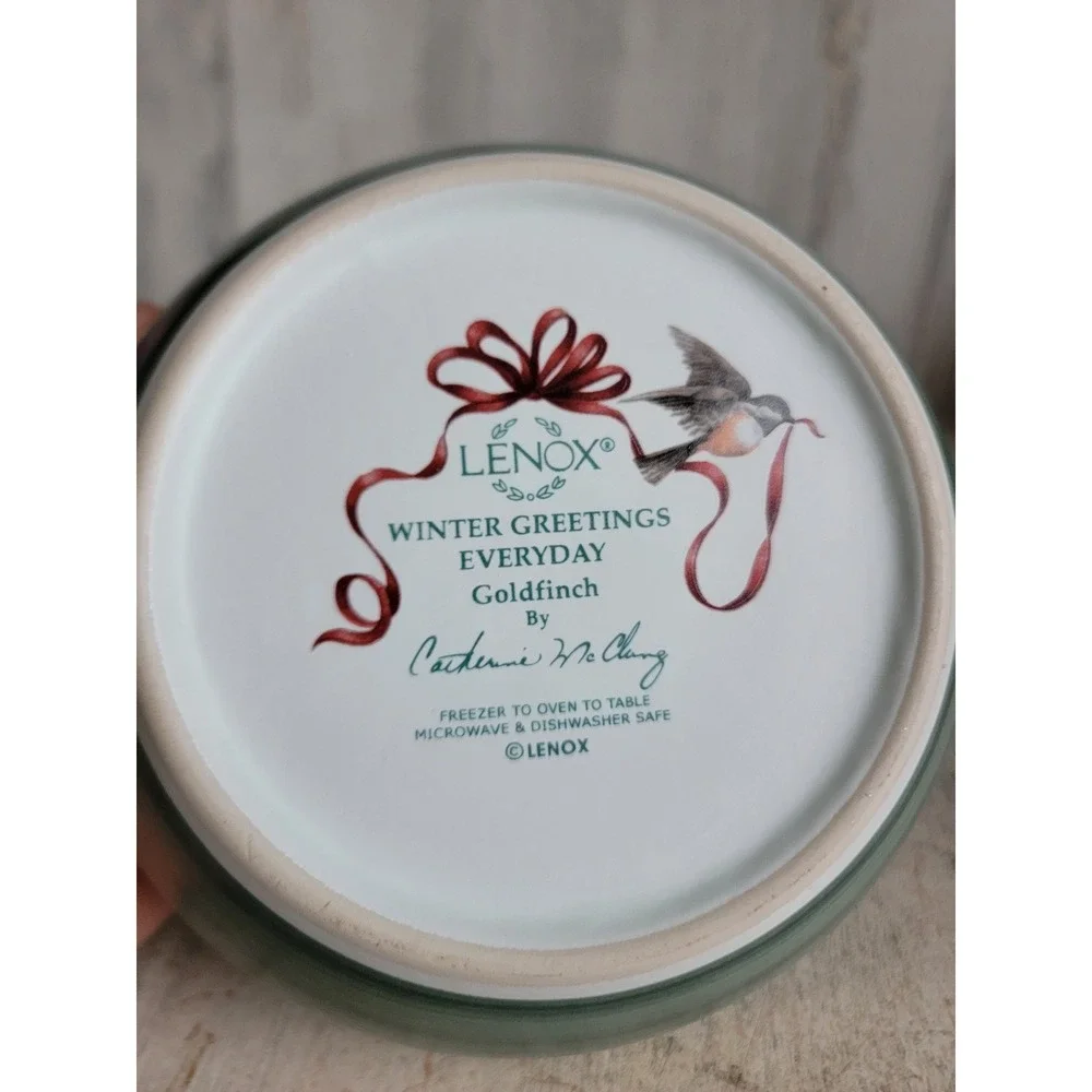 Lenox goldfinch bird bowl winter greetings everyday Xmas home kitchen